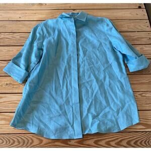 Nordstrom Button Up Linen Top Size Medium Women’s Blue
